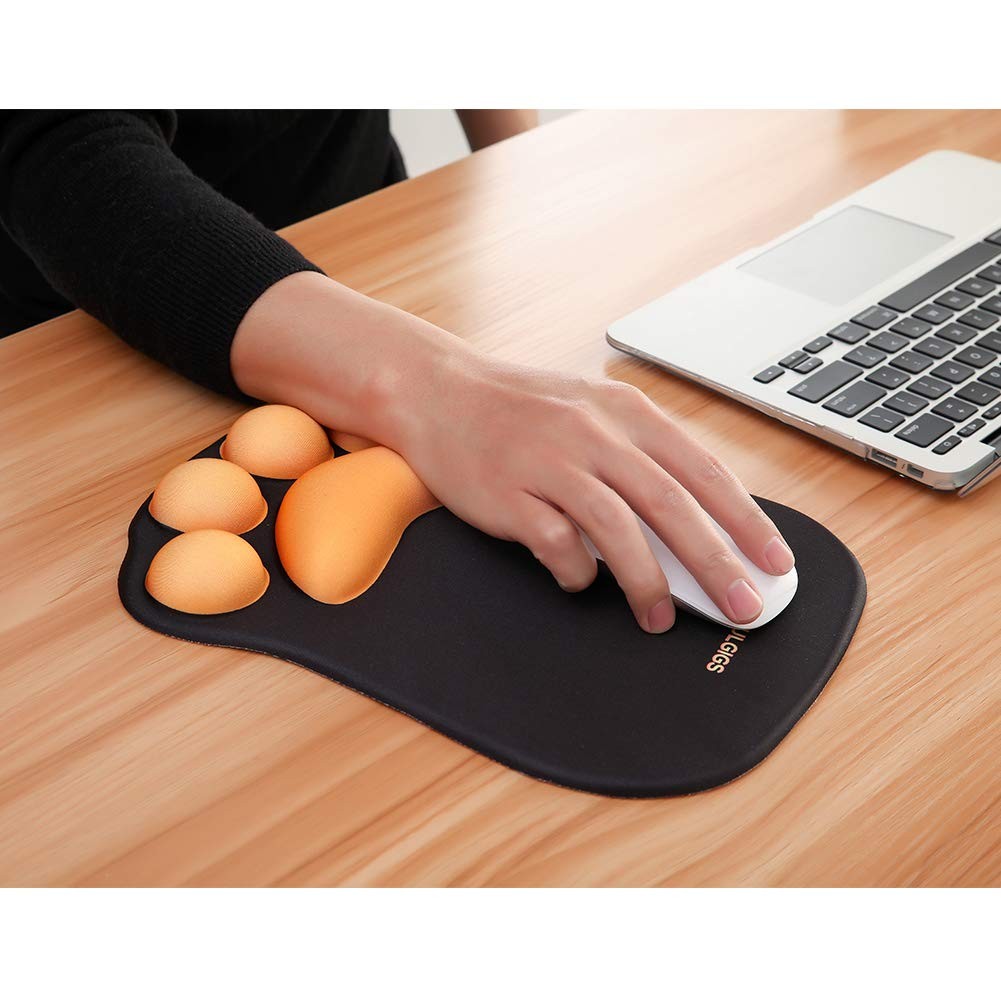 Black Cat Paw Mouse Pad Silicone Wrist Rest NonSlip 11.55×7.8×0.99 Inch Desk