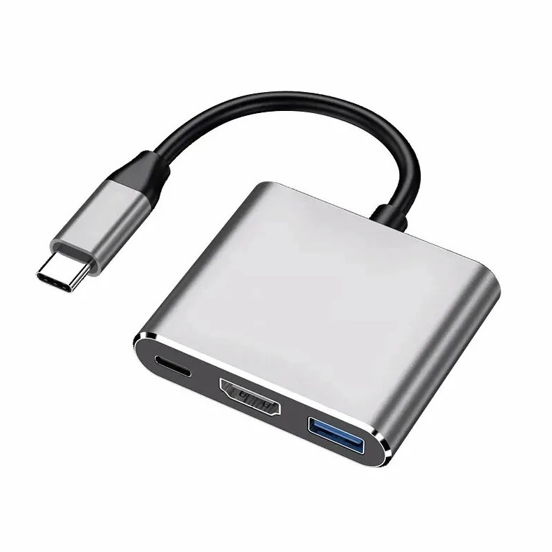 3 in 1 USB C Hub HDMI 4K USB 3.0 Type C Charging Adapter for MacBook