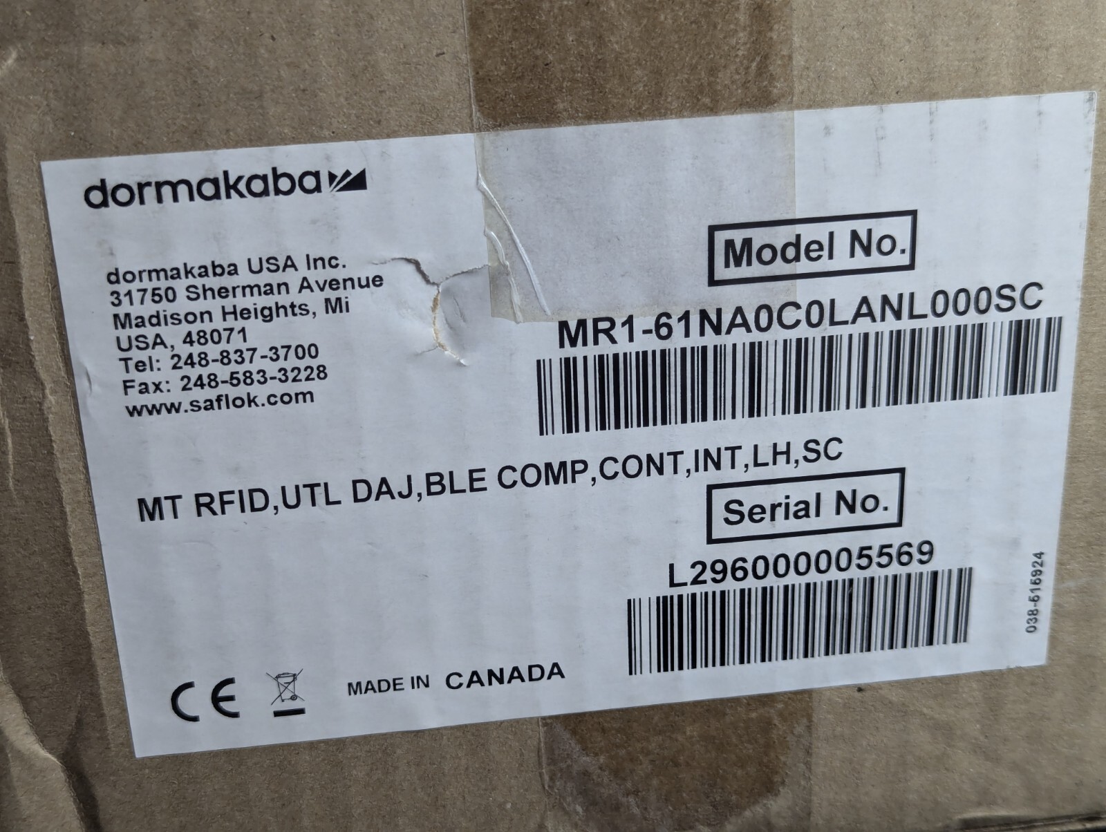 Dormakaba MT RFID Hotel Indoor Lock LH MR1-61NA0C0LANL000SC NEW QPL3 / QP3 BLE