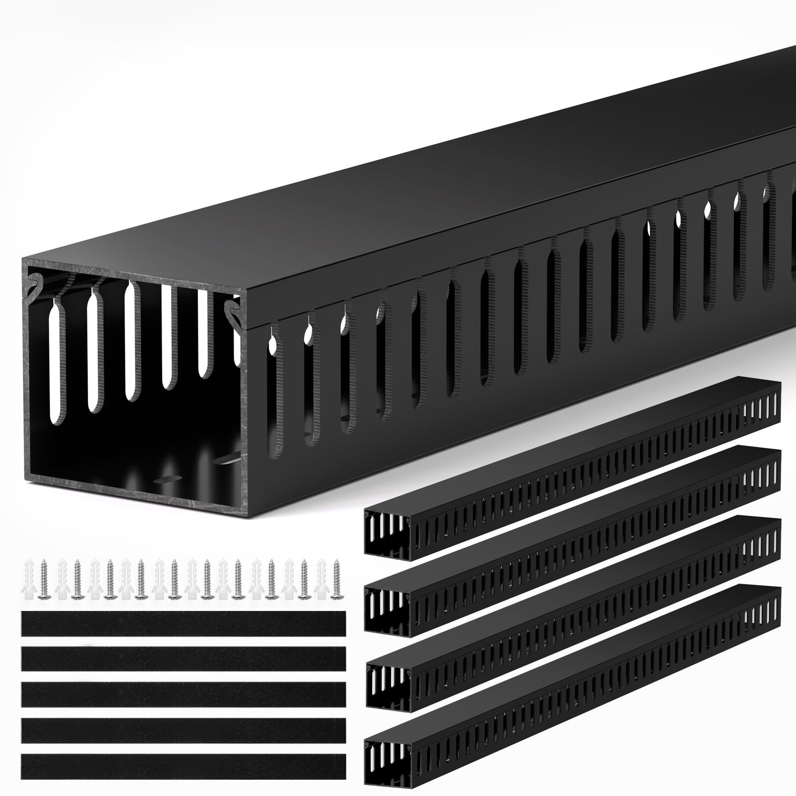 Cable Management Raceway 95in PVC Open-Slot Cable Organizer Kit 4×23.6in