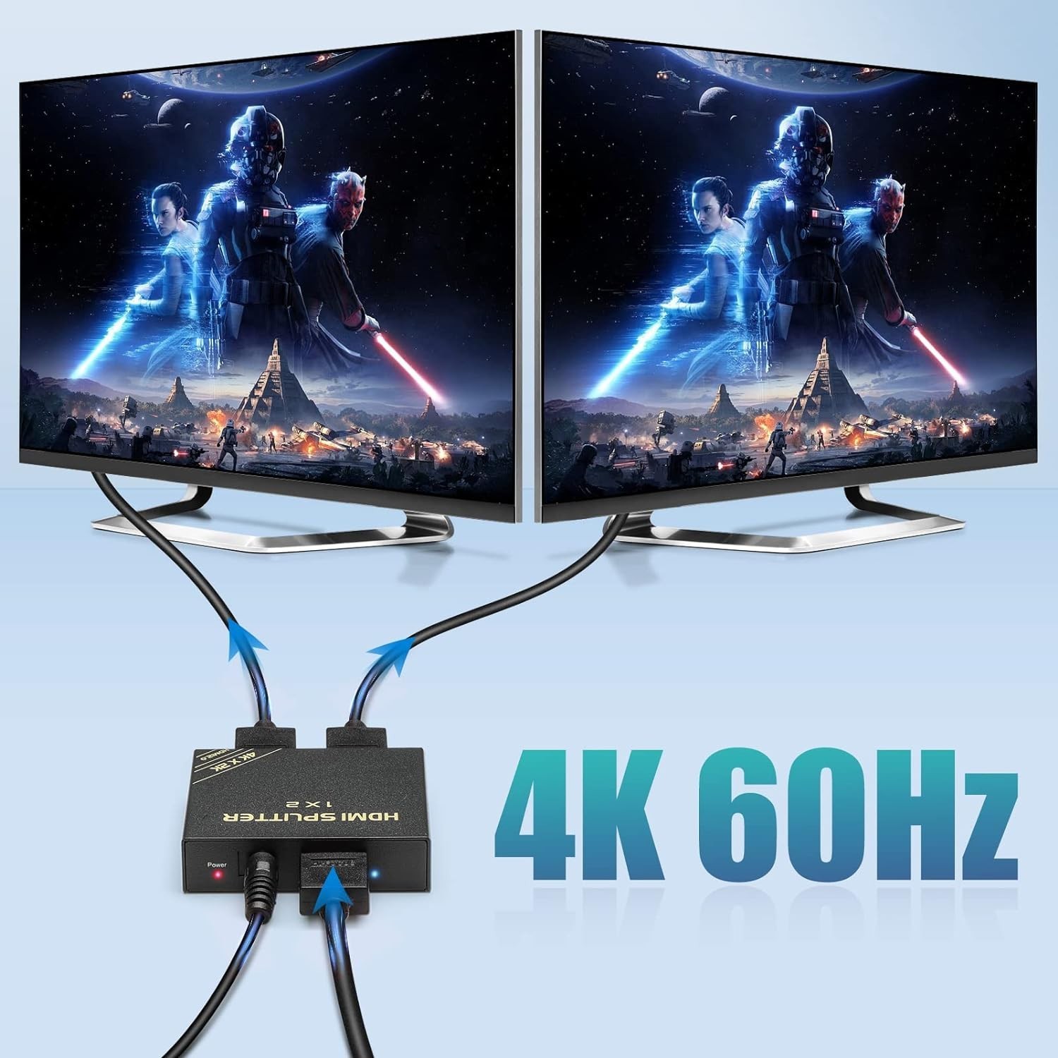 HDMI Splitter 1 in 2 Out 60Hz – HDCP Bypass 2.3, HDR, Dolby/DTS 5.1/7.1 – Com…
