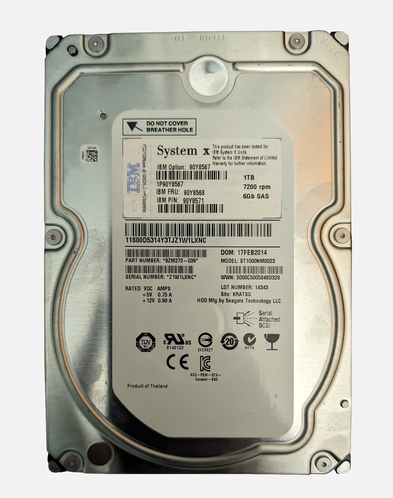 LOT OF 6 Seagate Constellation ST1000NM0023 1 TB 3.5″ SAS 2 Enterprise Drive