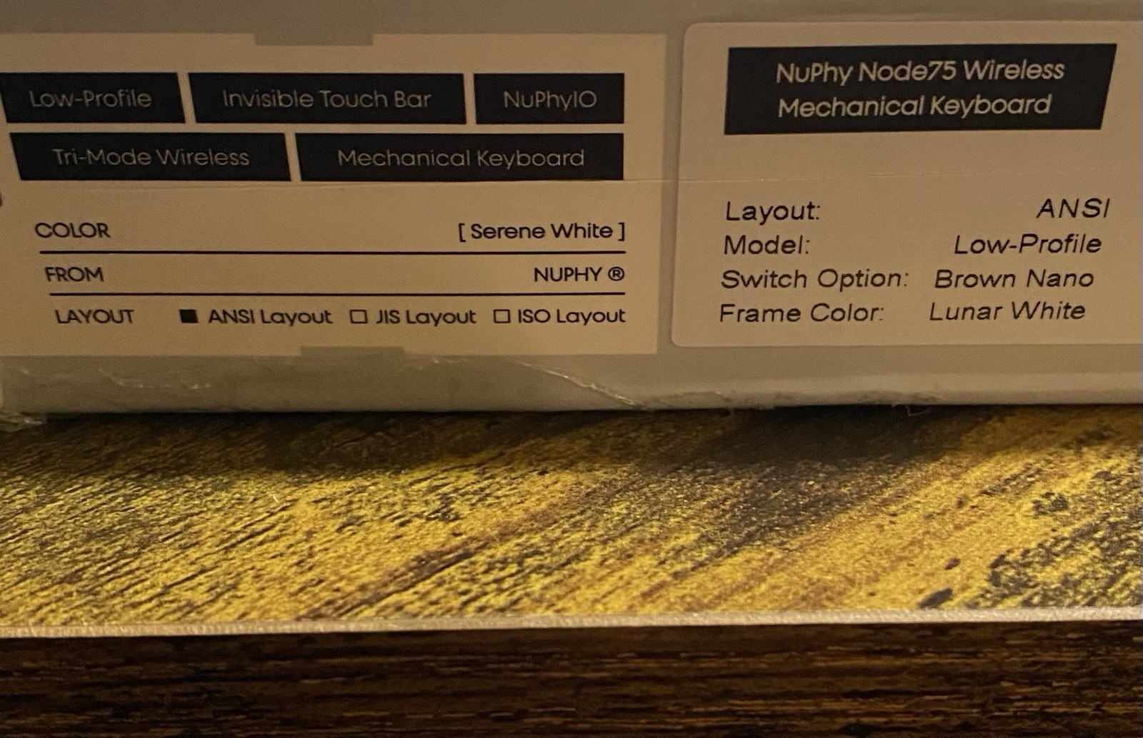 NuPhy Node75 Low Profile Wireless Mechanical Keyboard Brown Nano Lunar White