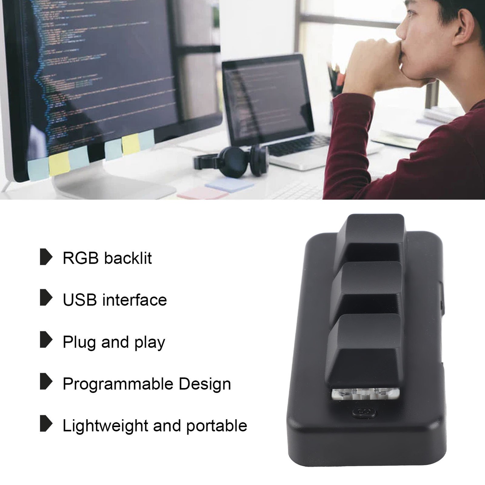 Compact 3 Key Macro Pad USB Interface For PC