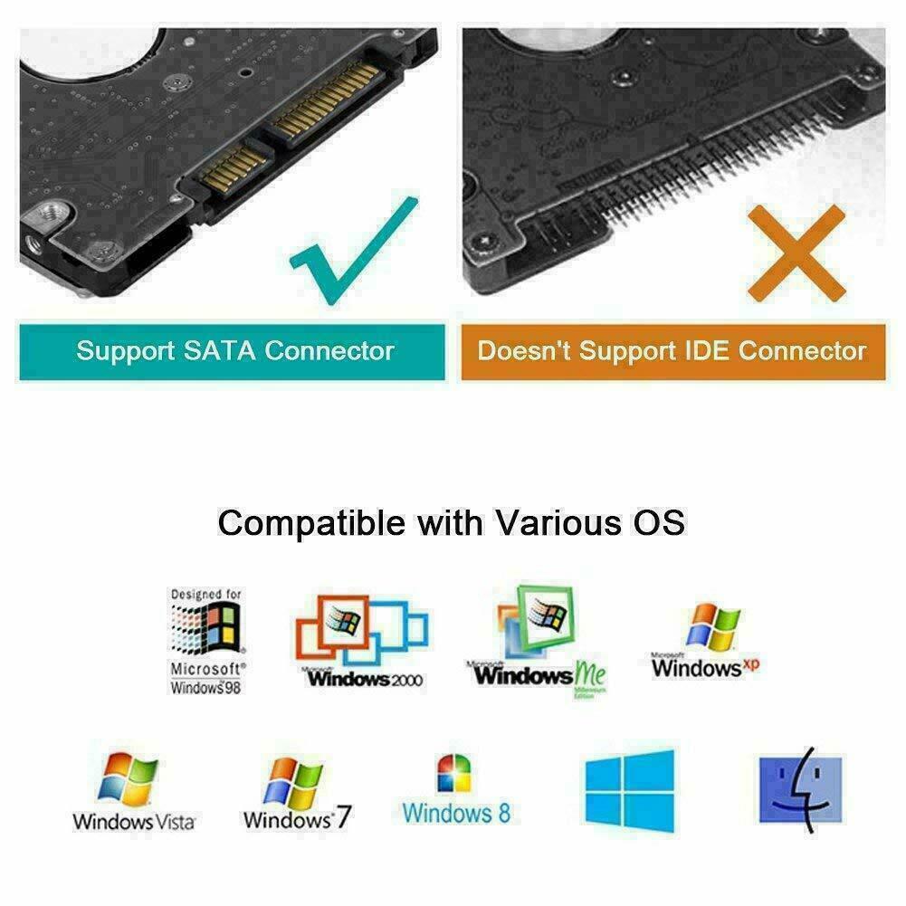 1-2PCS SATA to USB 3.0 Cable USB to SATA III Hard Drive Adapter 2.5” SSD HDD