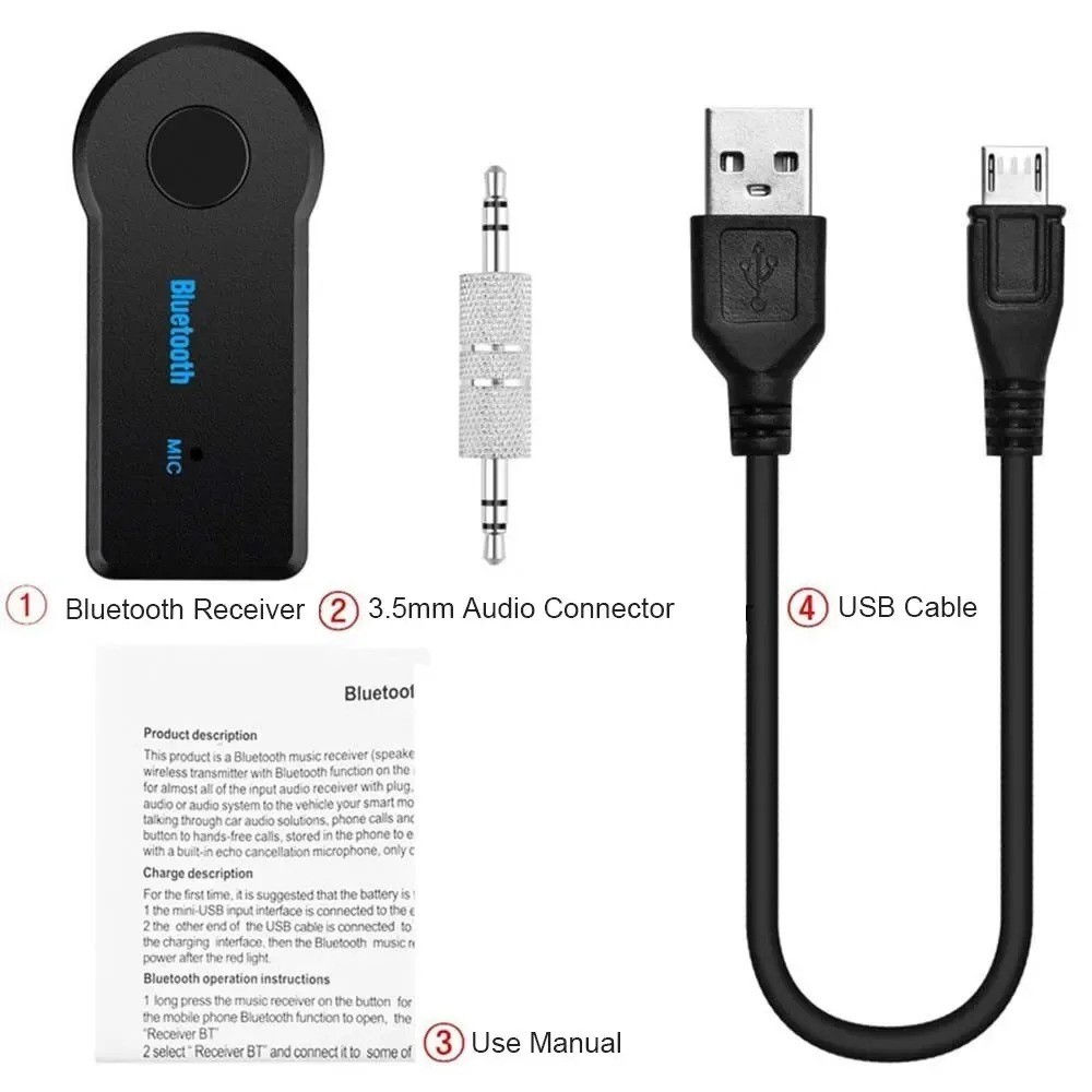 Bluetooth 5.0 Audio Receiver 3.5mm Aux Adapter Wireless Car Kit For Headphone St