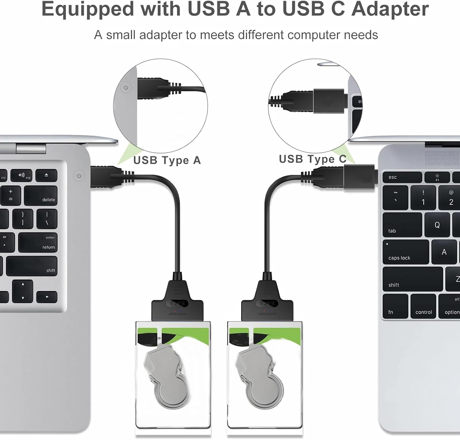 1-2PCS SATA to USB 3.0 Cable USB to SATA III Hard Drive Adapter 2.5” SSD HDD