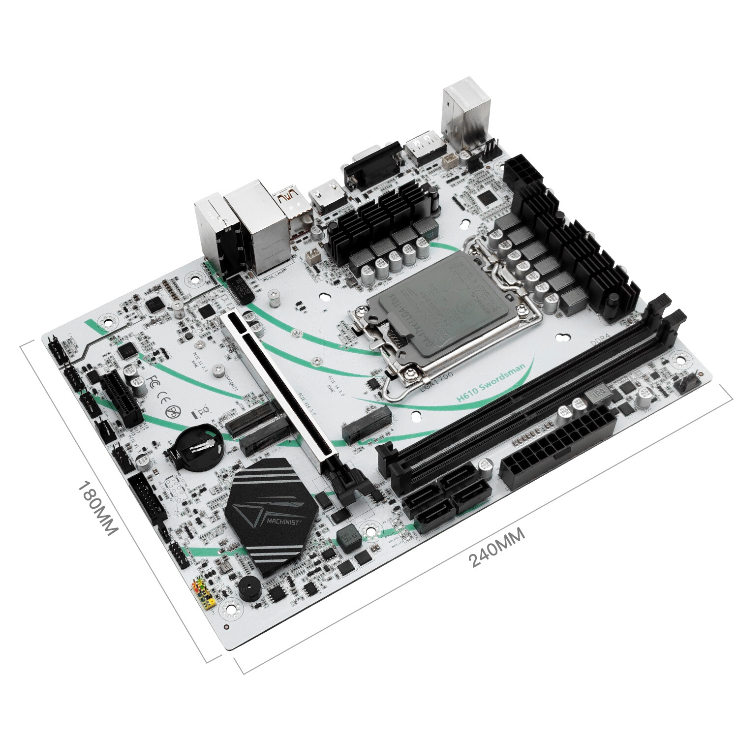 LGA 1700 H610 Motherboard Dual NVME M.2 WIFI M.2 DDR4 USB 3.0 On-Board Audio