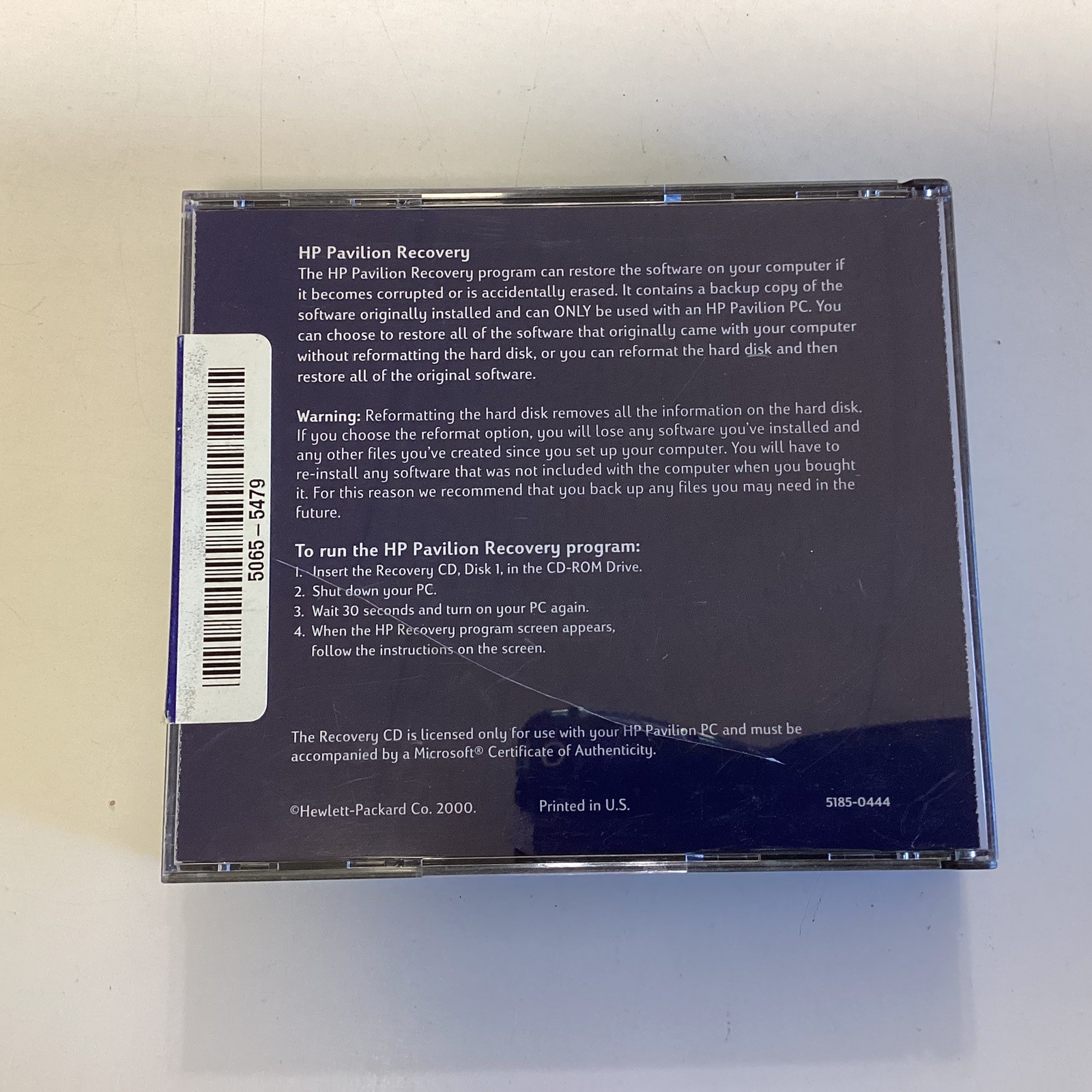 HP Pavilion Recovery 3 Disc CD Set System & Application Recovery 2000 Nice Discs