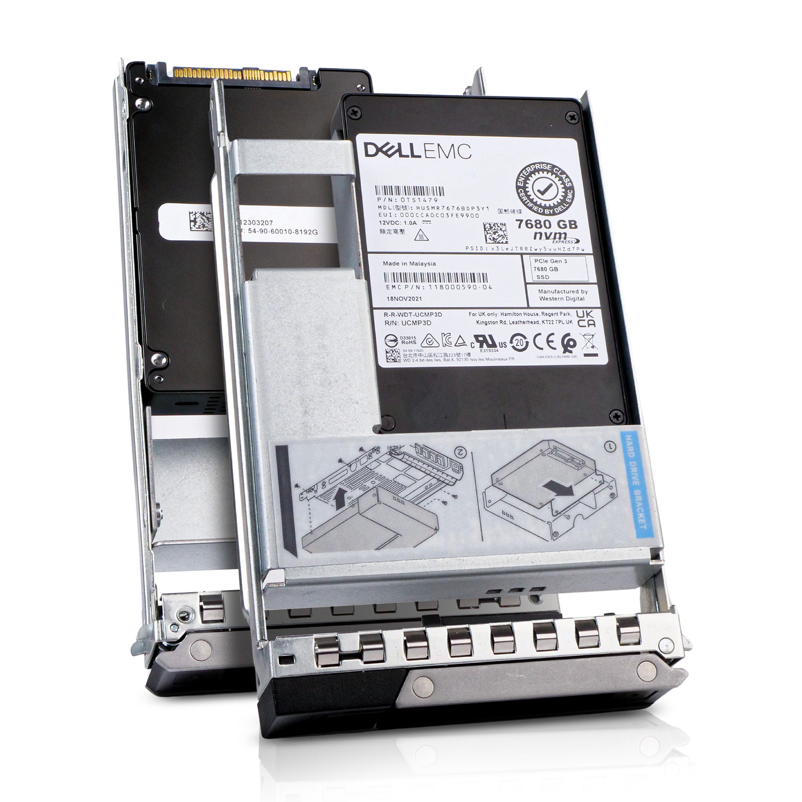 Dell 7.68TB PCIe Gen 3.0 x4 4GB/s MLC U.2 NVMe 3.5″ SSD 118000590-04 Hybrid G16