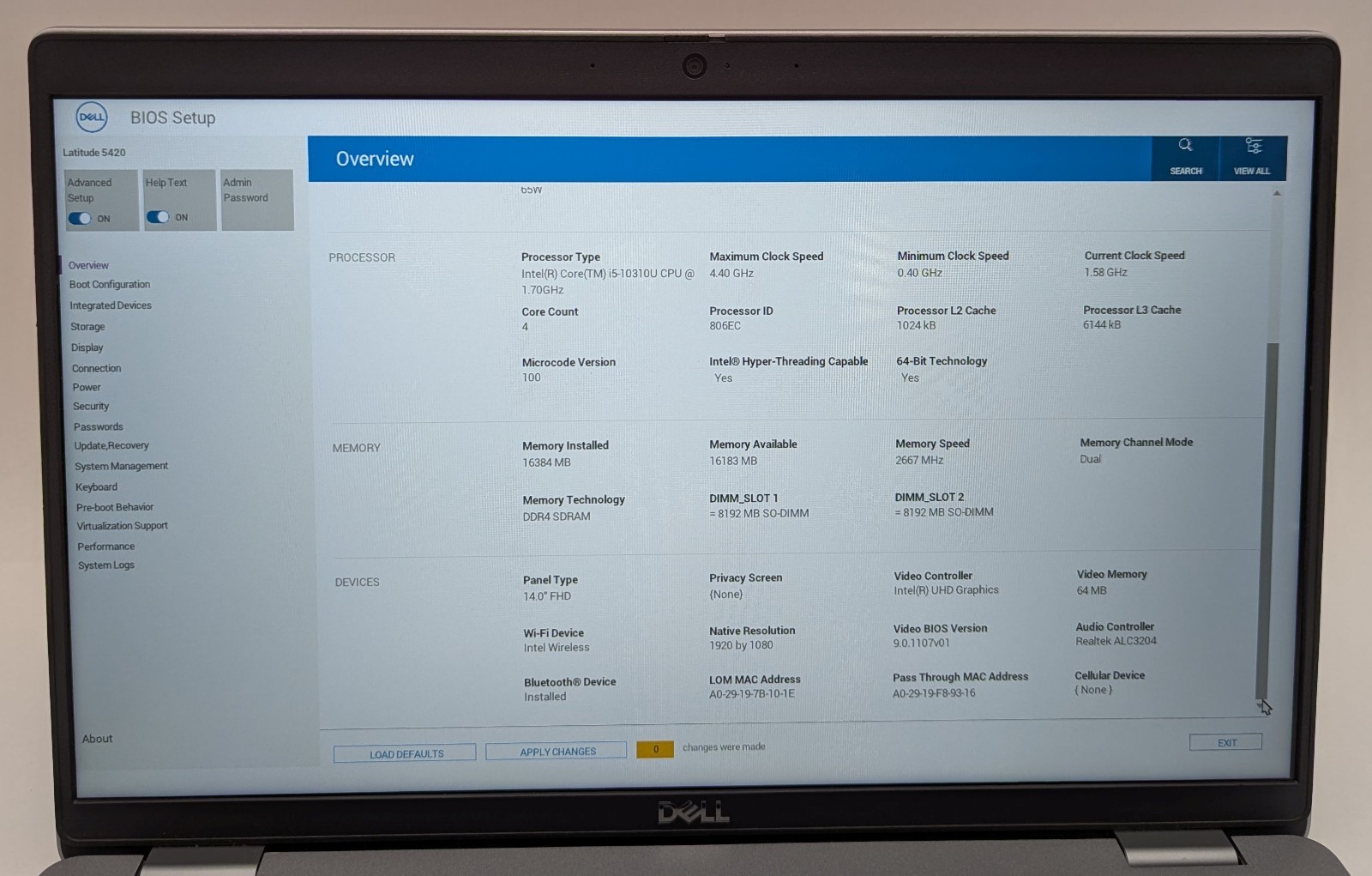 Dell Latitude 5420 14″ Laptop i5-10310U 1.70GHz 16GB RAM 256GB NVMe Windows 11