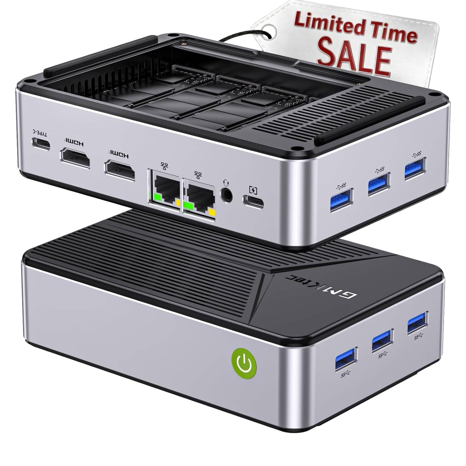 GMKtec G9 NAS Mini PC Intel N150 12GB LPDDR5 RAM 64GB EMMC 4*SSD Dual OS Support