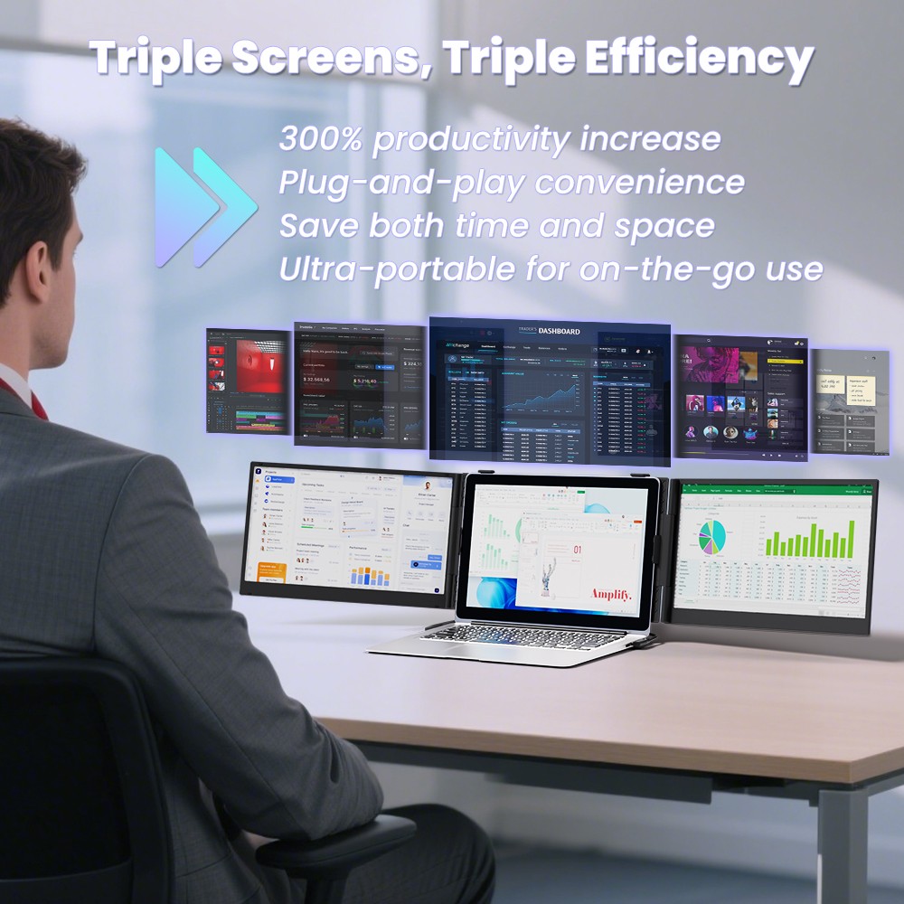 90% NEW Hyangin S8 Pro Triple Monitor Portable Laptop Screen Extender Ultra Slim