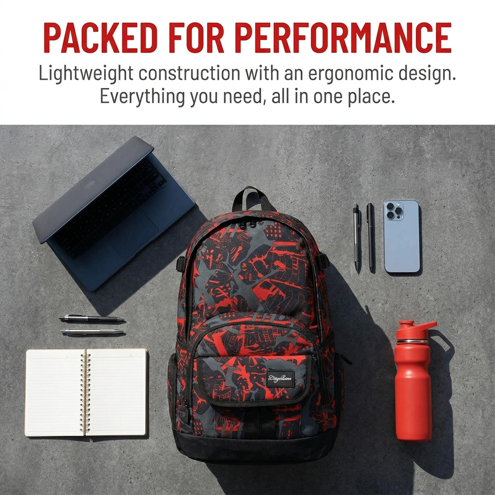 rickyh style School Backpack Travel Bag for Men & Women One Size, New Red