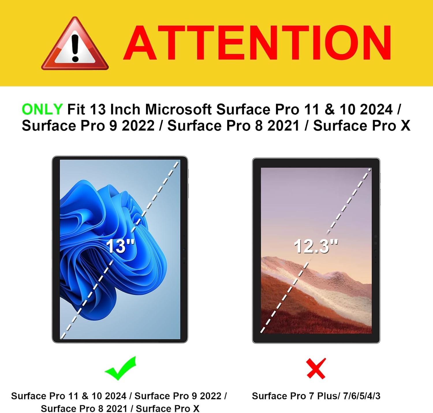 2Pcs Screen Protector for Microsoft Surface Pro 11/Pro 10/Pro 9/Pro 8/Pro X 13″