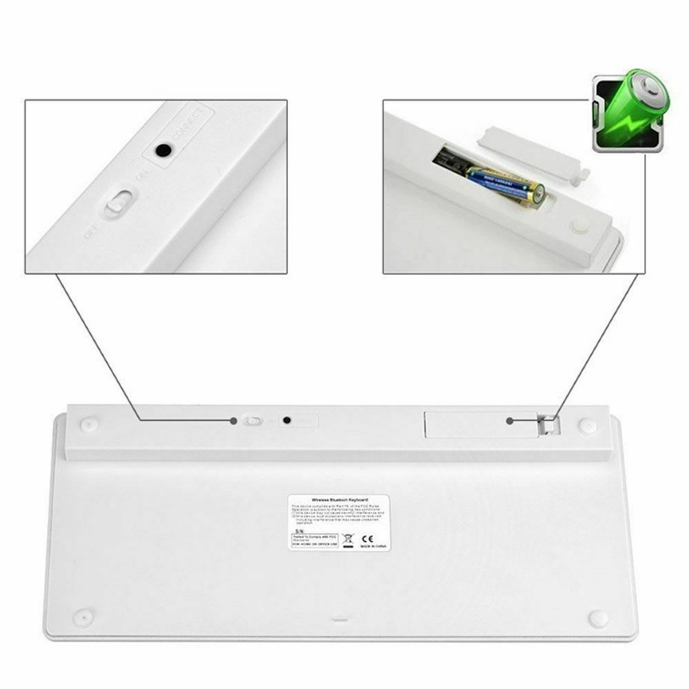 Bluetooth Wireless Keyboard, ABS Wireless, White