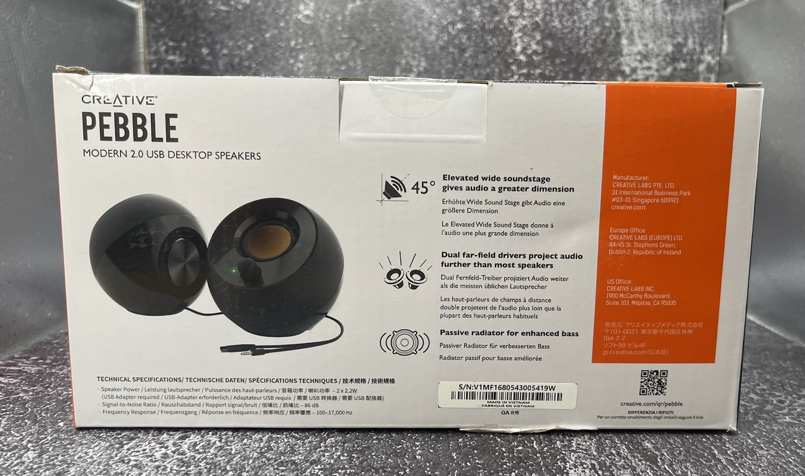 Creative Pebble Modern 2.0 USB Desktop Speakers – Black/Gold – Brand New In Box