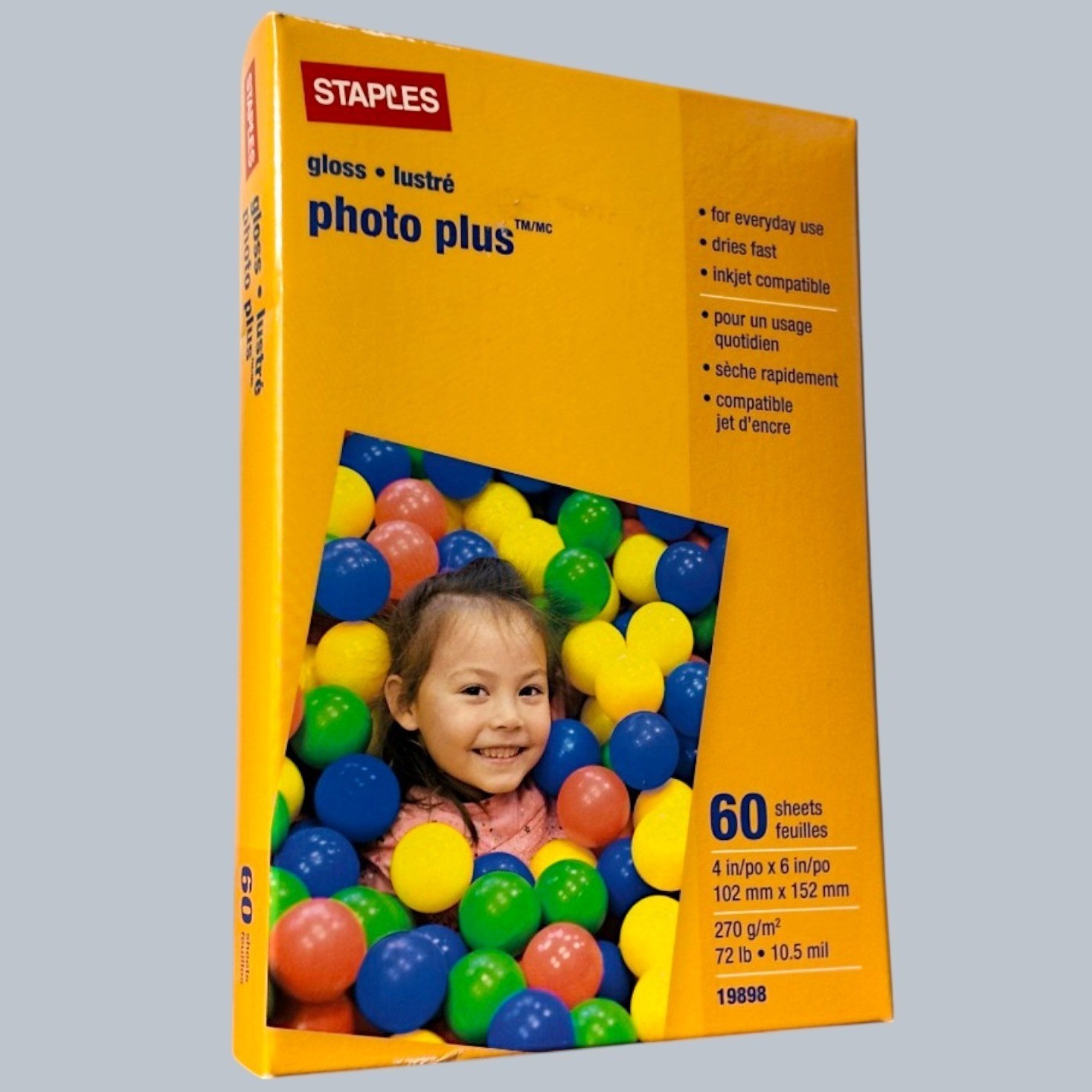 Staples Photo Plus Gloss Inkjet Paper 4×6 60 Sheets White 72lb 10.5mil 19898