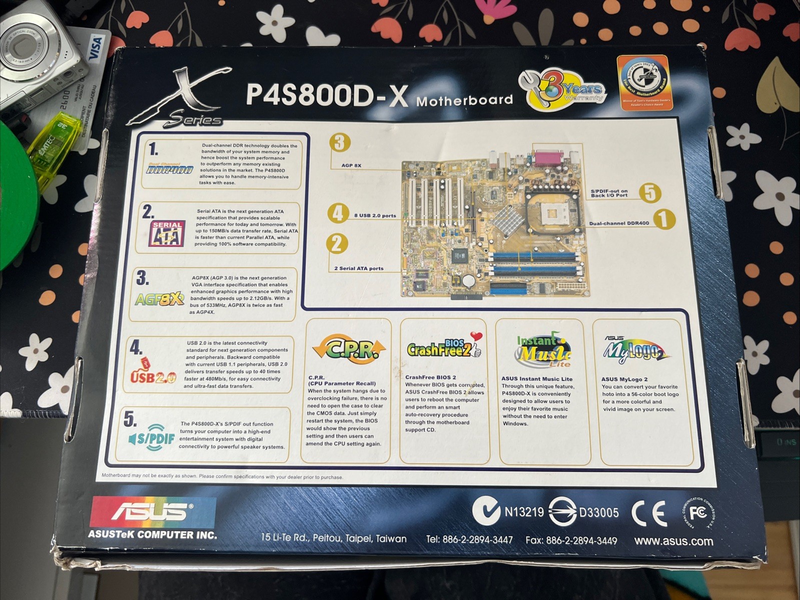 ASUS P4S800D-X Socket 478 ATX Motherboard Complete Box I/O Shield Untested
