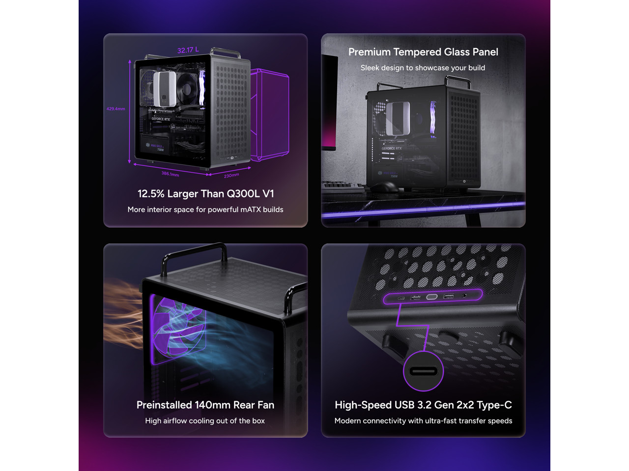 Cooler Master QUBE 340 Micro-ATX Compact -Tower PC Case – Customizable Modular C