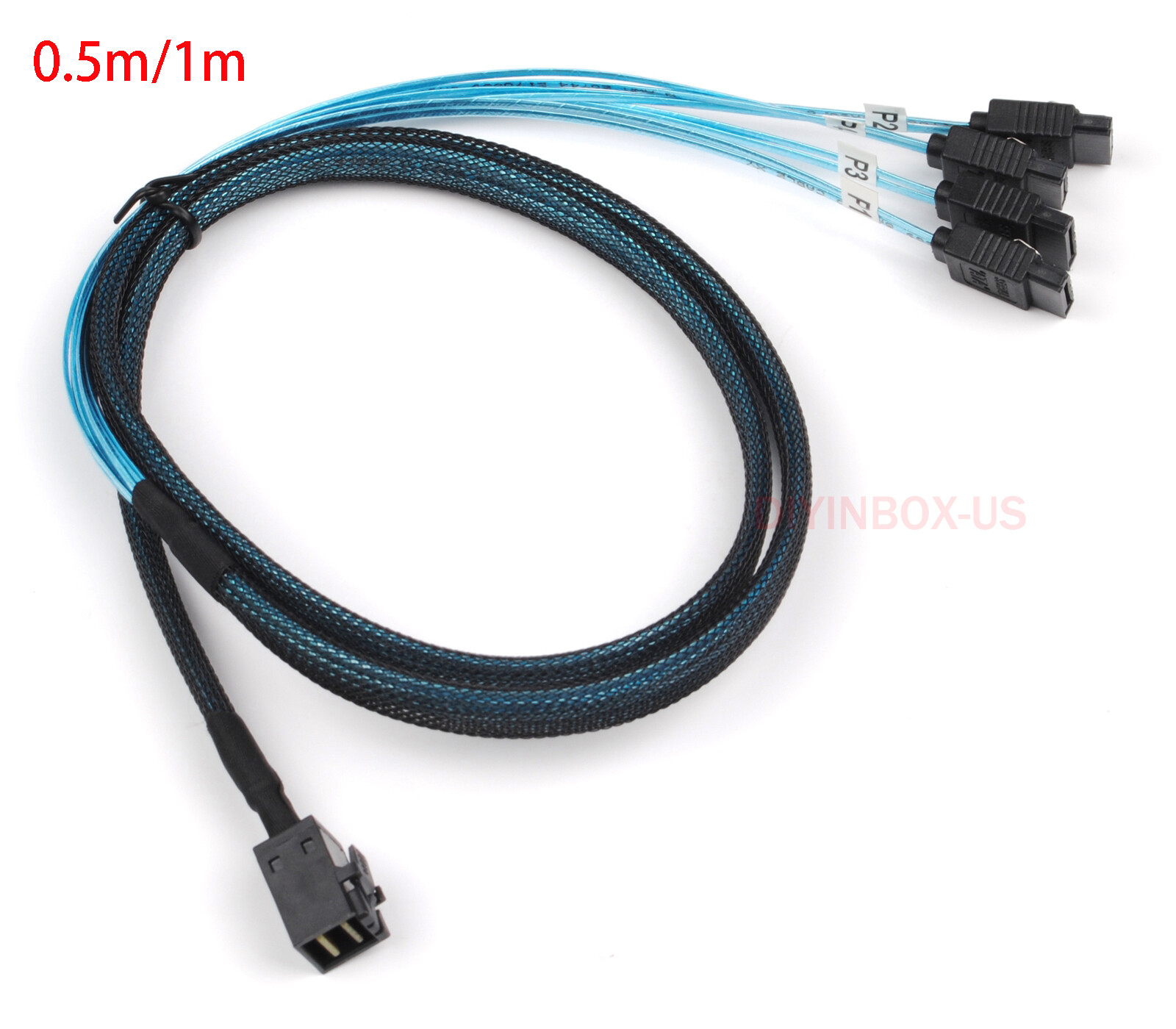 Mini SAS SFF-8643 to 4 SATA 7pin Hard Disk 6Gbps Data Raid Cable Convertor 0.5/1