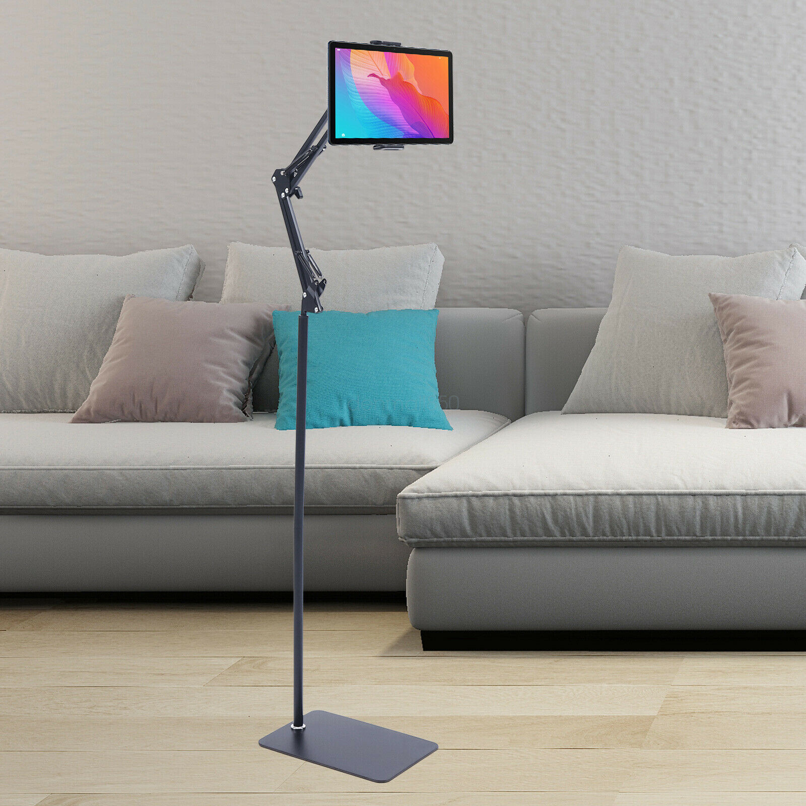 Universal 360° Tablet Holder Floor Stand Clamp Adjustable for 4-17cm Phone iPad