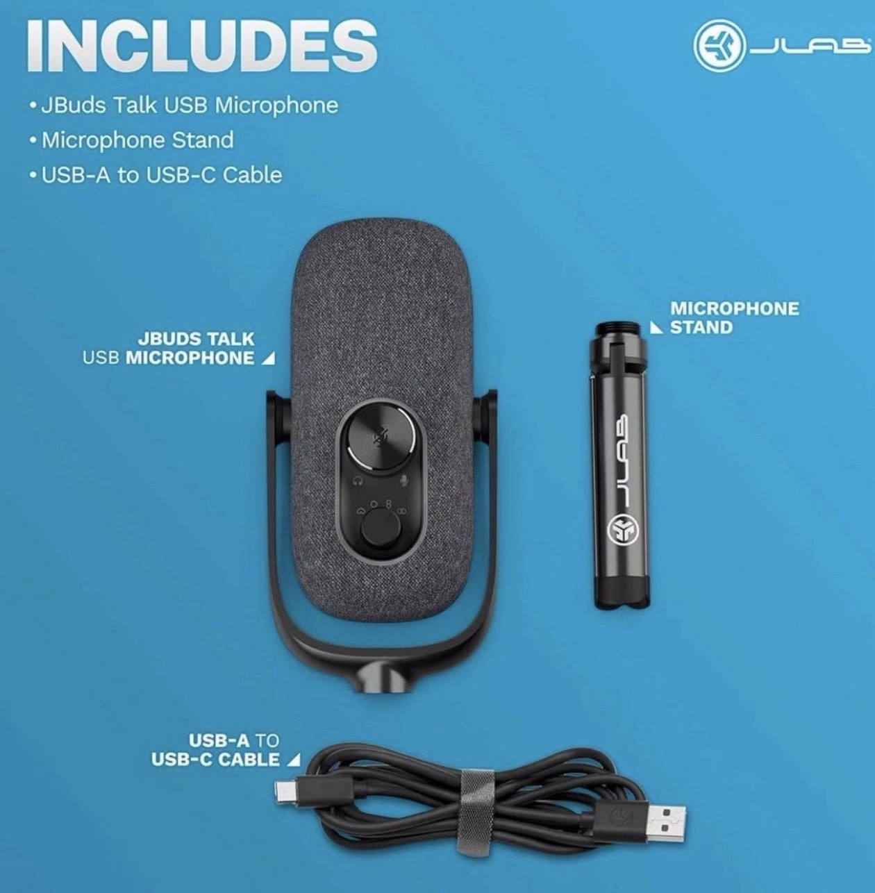 JLab JBuds Talk USB Gaming Streaming Microphone USB-C Output Stereo 3.5mm AUX