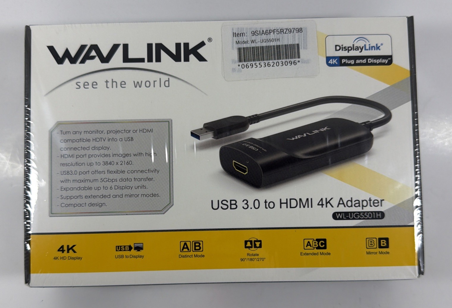 Wavlink USB 3.0 To HDMI 4K Adapter WL-UG5501H – DisplayLink – New