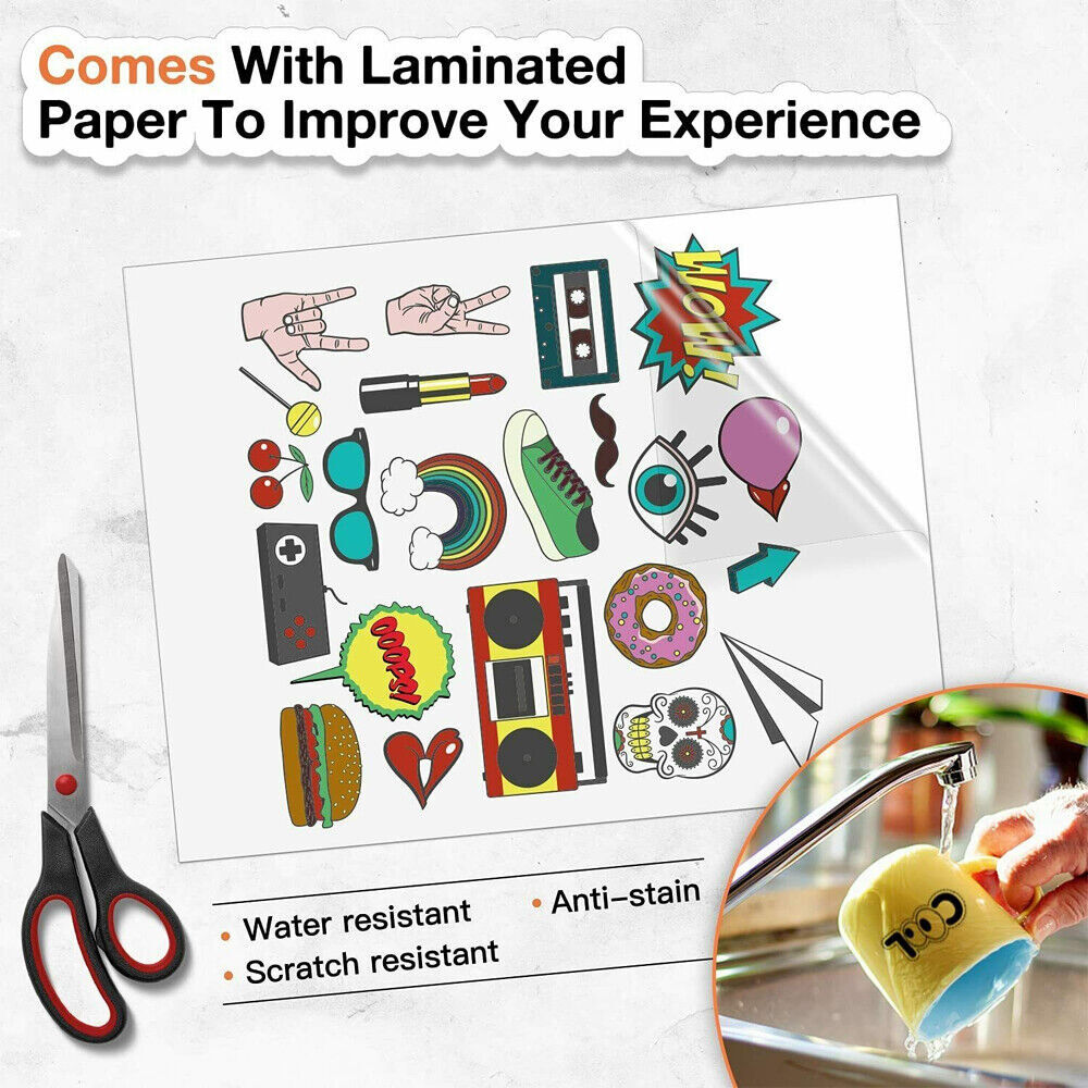 20-100x Vinyl Sticker Paper Glossy Matte Clear Waterproof Printable Inkjet Laser