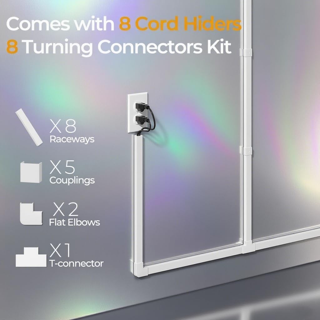 113.4in Cord Hider Kit, Covers L x 0.95in W x 0.55in H, White