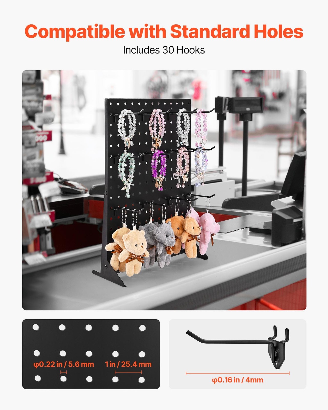 Pegboard Display Stand, 17 x 13 Inch Tabletop Pegboard Display Stand with 30 Hoo