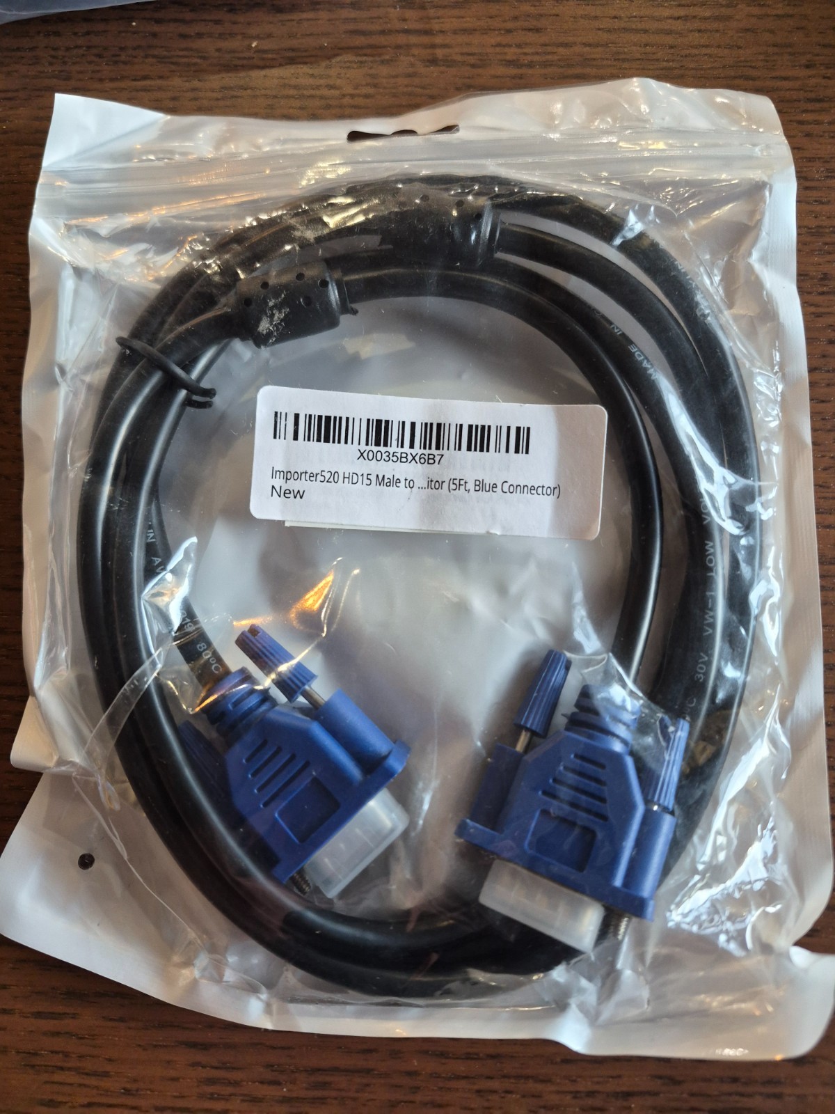 Importer520 HD15 Male to Male VGA Video Cable for TV Computer Monitor (5Ft, Blue