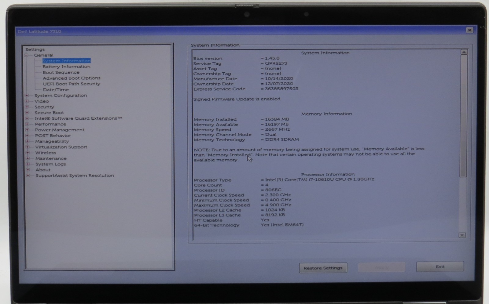 Dell Latitude 7310 Touch 2in1 i7-10610U @ 2.3 GHz 16GB RAM 256GB SSD W11H