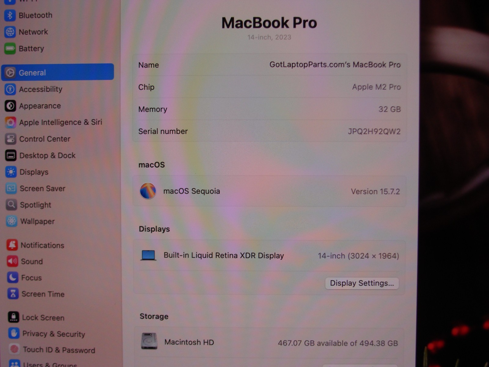Apple Macbook Pro 14″ 2023 A2779 M2 Pro 10CPU/16GPU 3.49GHz 32GB 512GB Sequoia