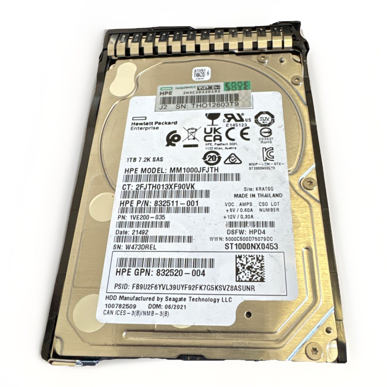 HP 1TB SAS ST1000NX0453 832520-001 MM1000JFJTH 12G SAS 7.2K RPM 832984 DATE 21