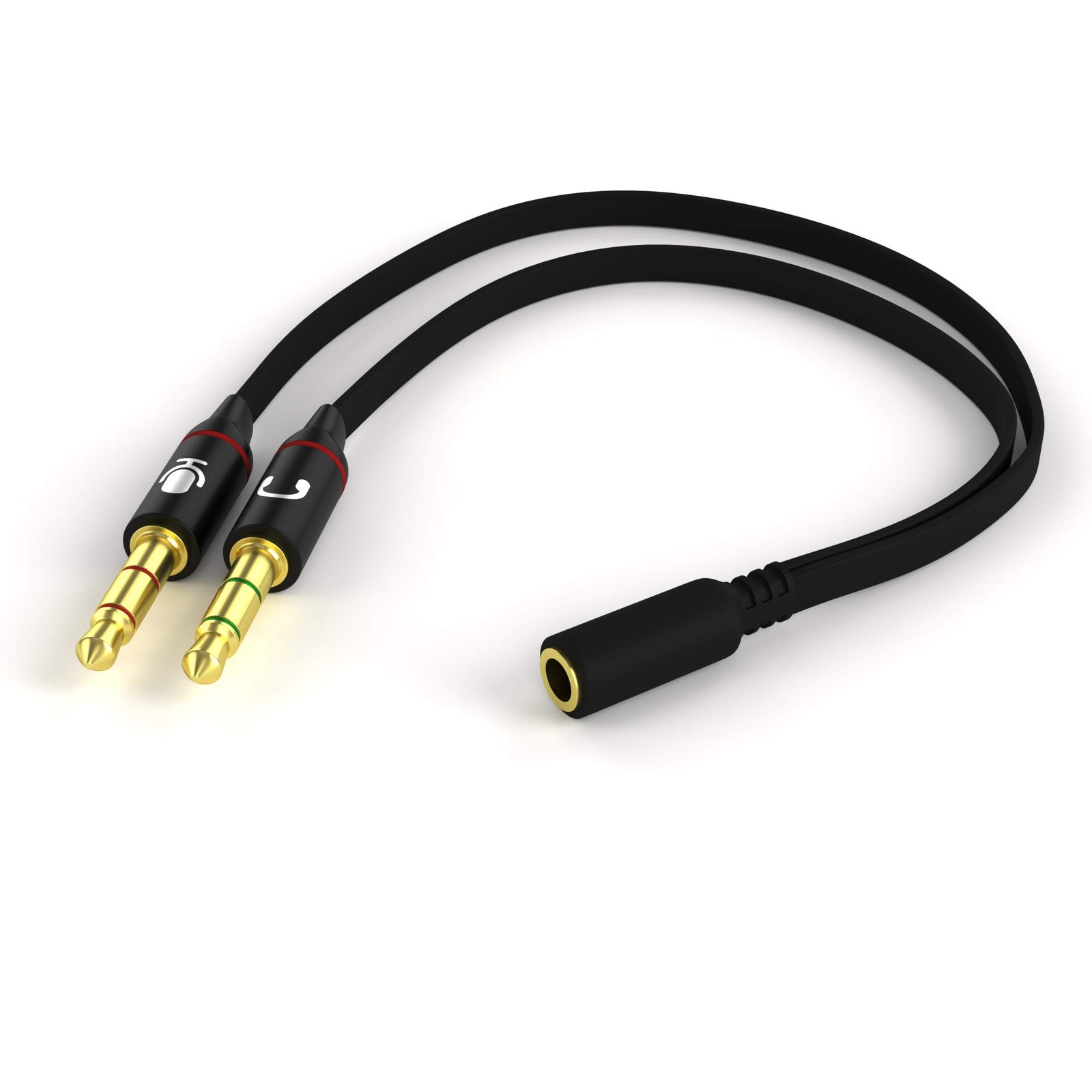 D & K Exclusives Headphone Splitter For Computer 3.5mm 4.8 inches, Black