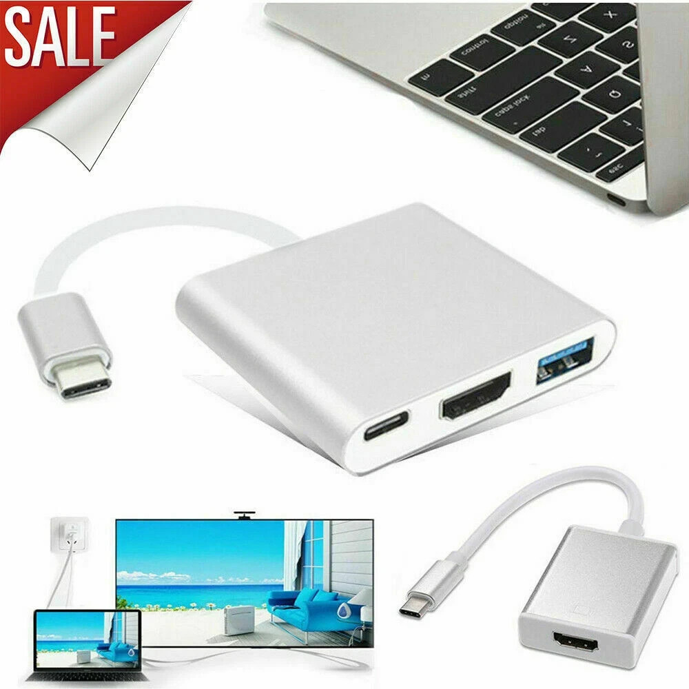 3 Port USB Type C Hub with 4K HDMI USB 3.0 PD Fast Charge