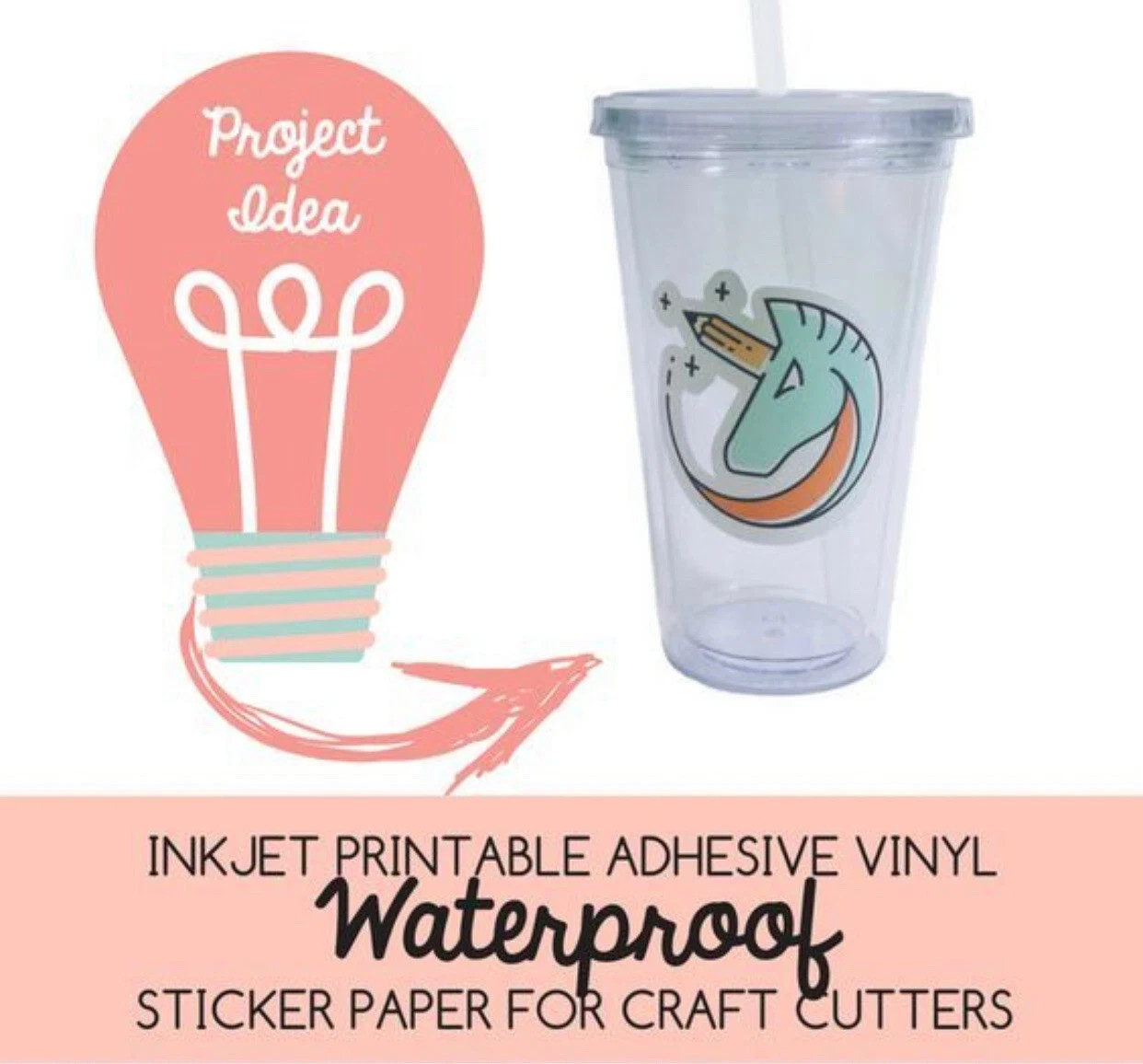 SIHL Inkjet Printable White Vinyl GLOSSY For STICKERS 5 Shs, 8.5×11″ Waterproof
