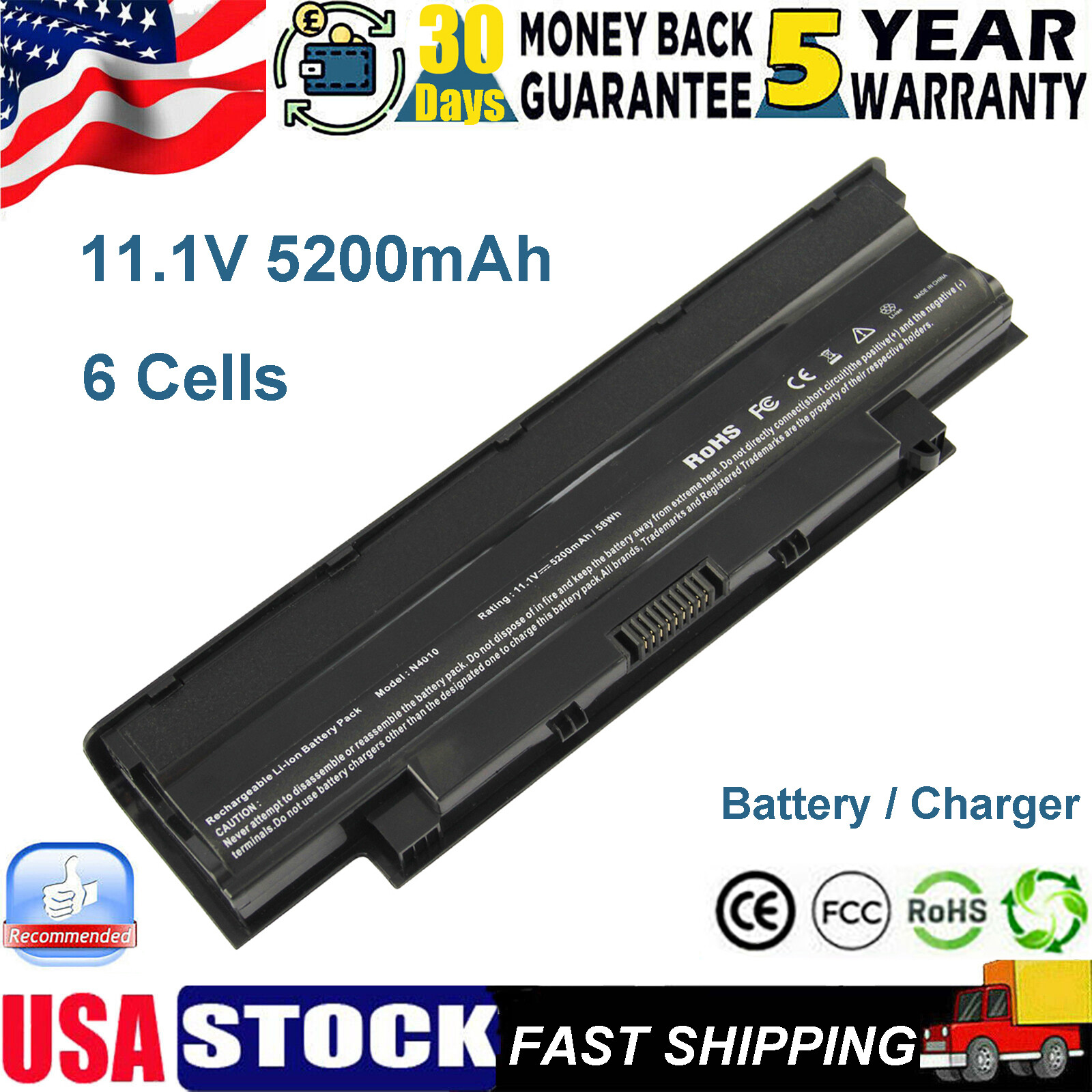 J1KND Battery For DELL Inspiron N5050 N5040 15R N5110 17R N7010 N7110 /Charger