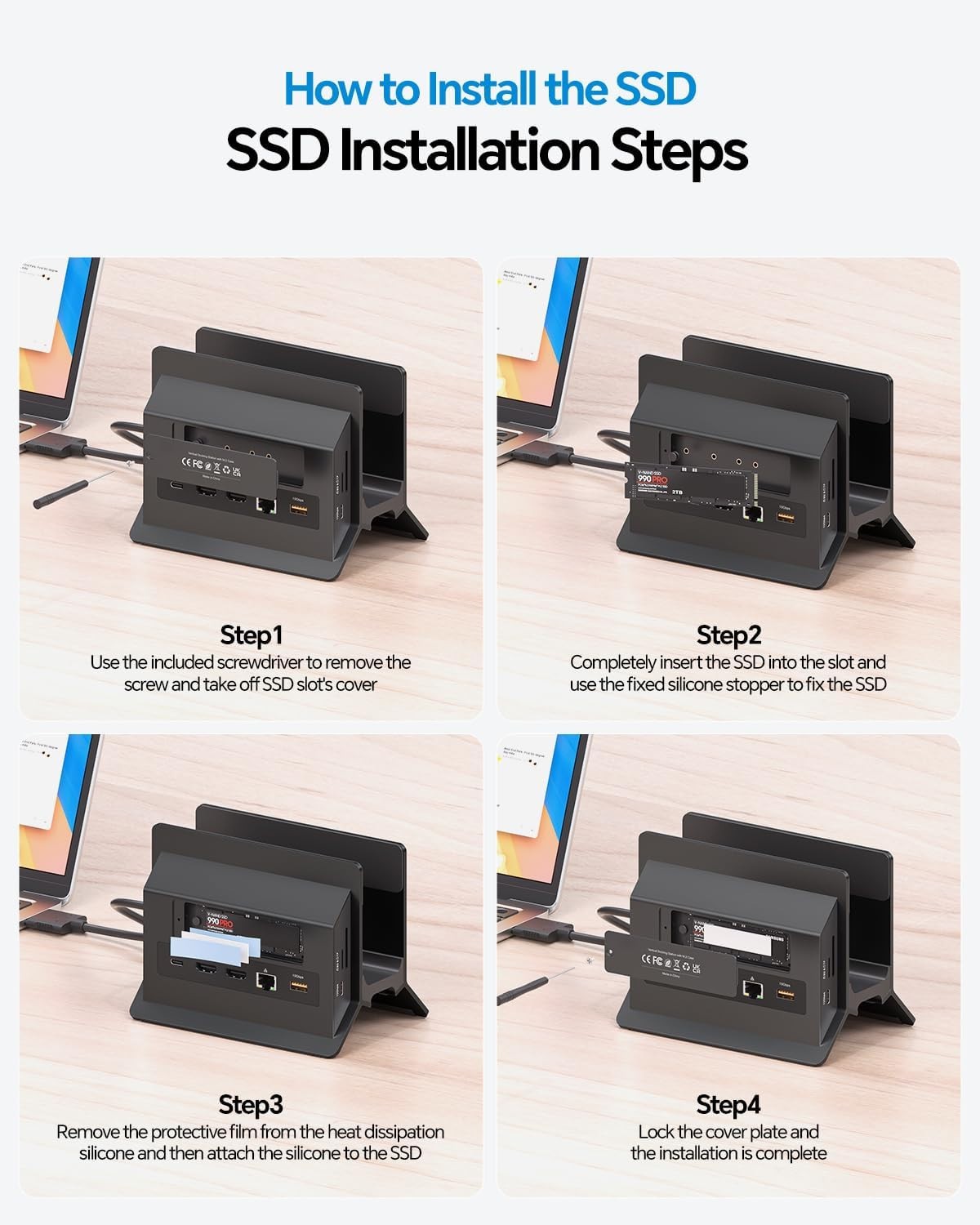 New – Pulwtop MacBook Docking Station Dual Monitor, Vertical Mac Laptop Docking