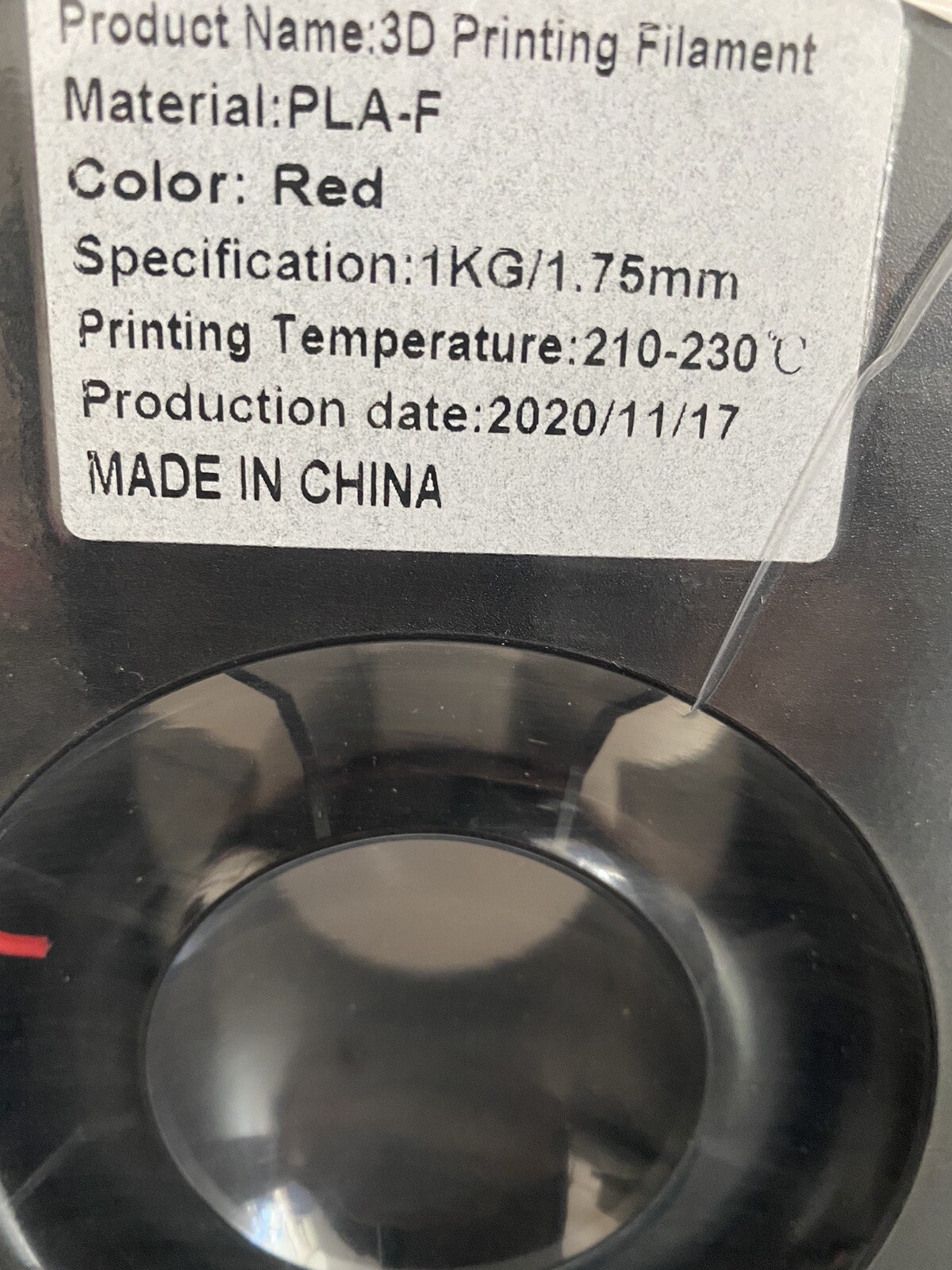 PLA-F 3D Printing FILAMENT – 1.75mm – 1kg/2.2lb RED NEW SEALED.