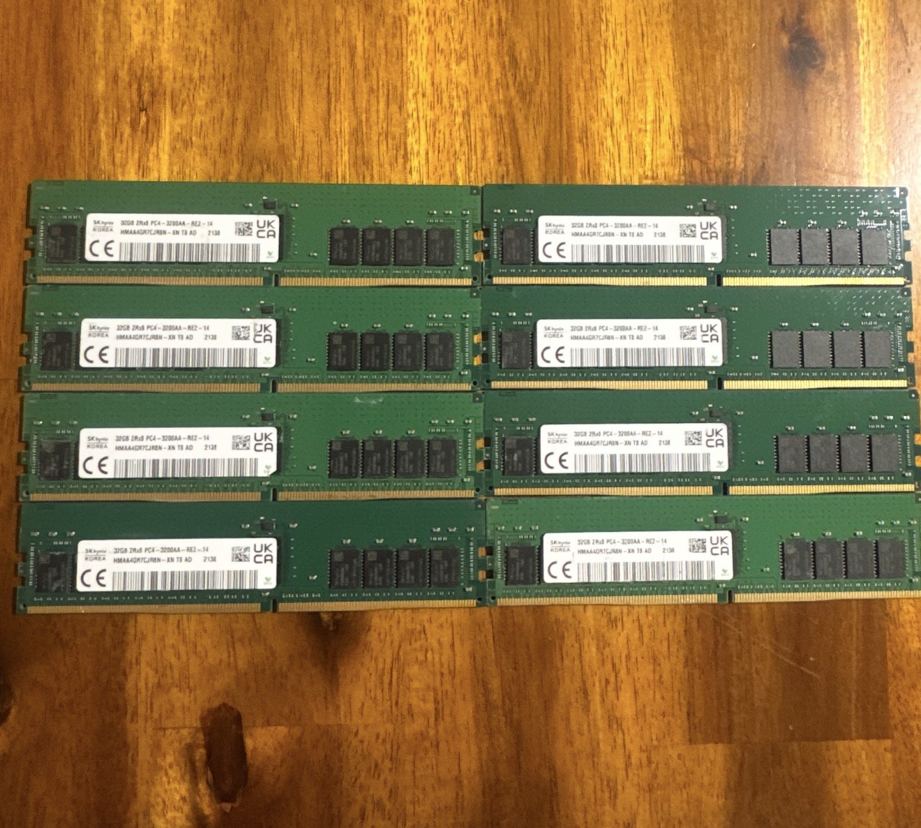 HYNIX 256GB (8X32GB)HMAA4GR7CJR8N-XN 32GB 2RX8 PC4-3200AA-R DDR4 ECC REG SERVER