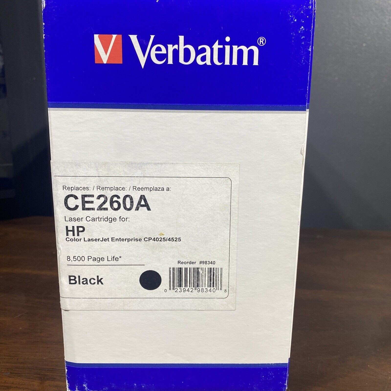 Verbatim (CE260A) Black Toner Cartridge for Laser Jet 8,500 Page Life