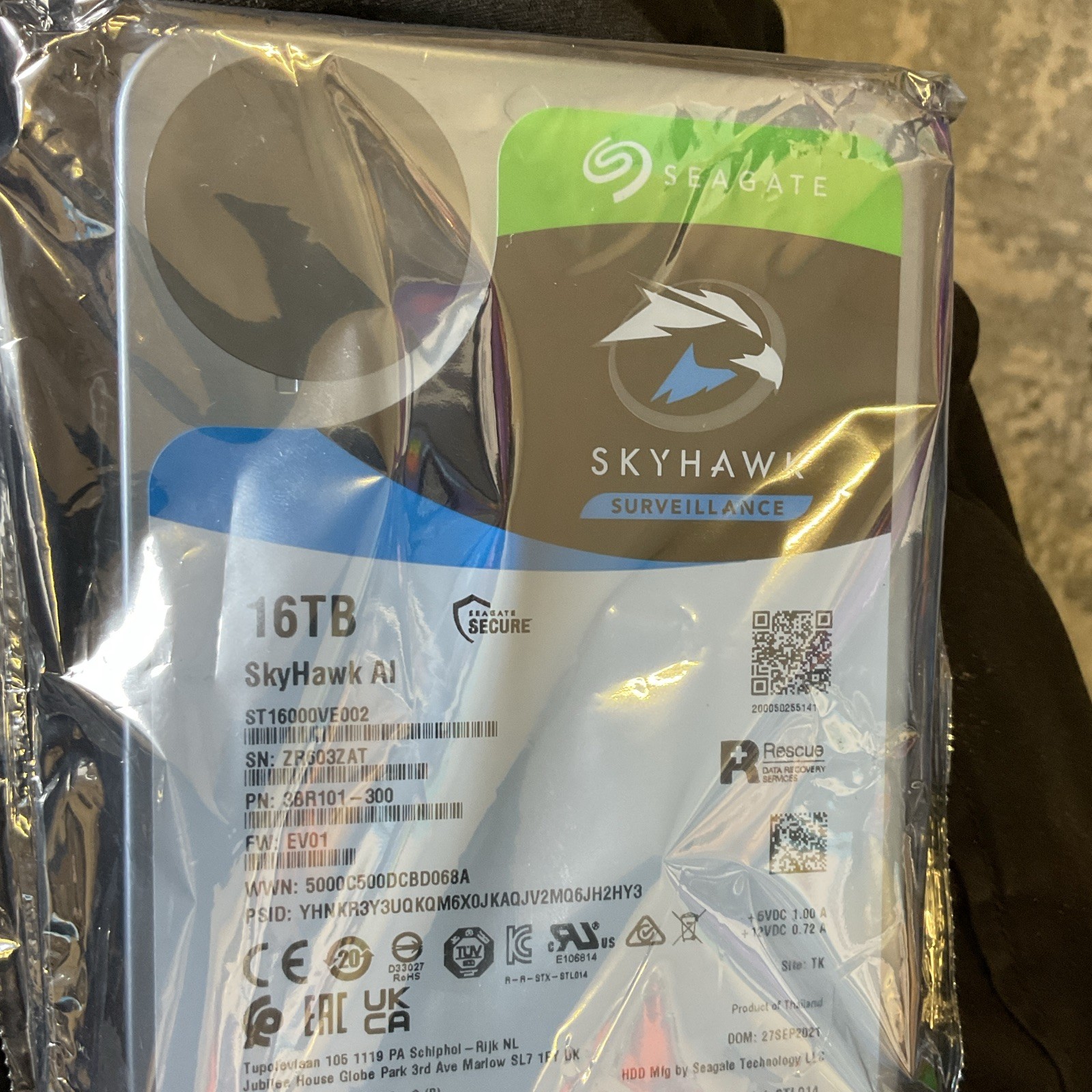 Seagate SkyHawk AI 16TB 3.5″ SATA III 7200RPM 256MB HDD ST16000VE002