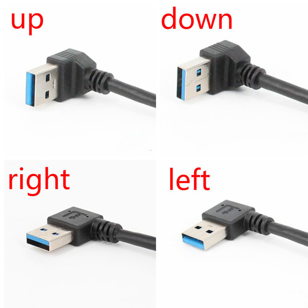 USB 3.0 Angle 90 Degree Extension Cable Male to Female Adapter Cord Data Sync 3x