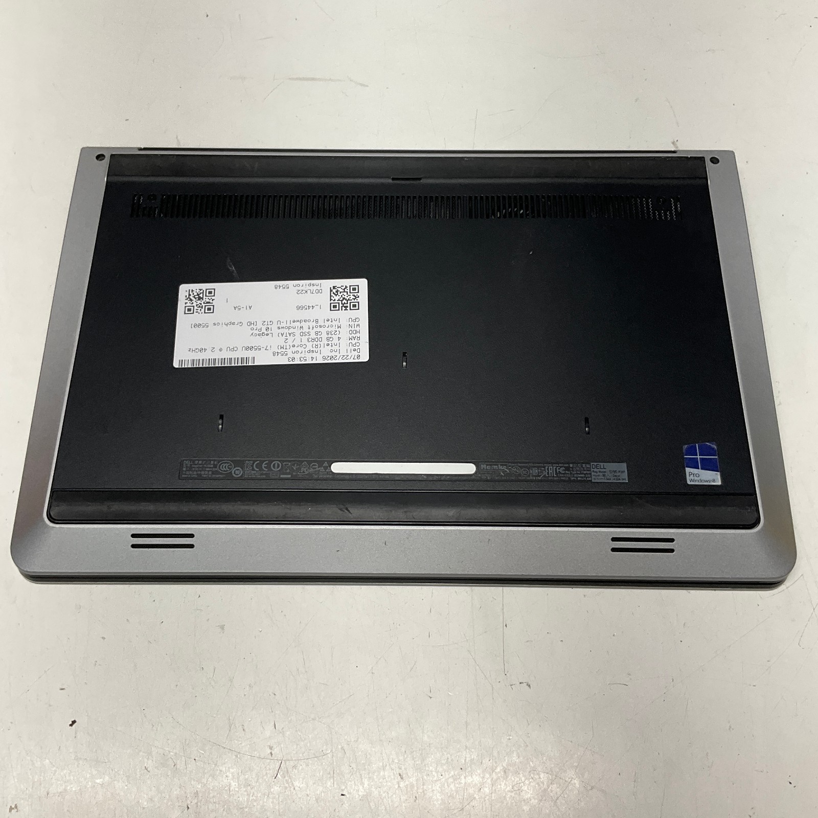 Dell Inspiron 5548 Laptop Intel i7-5500U 2.4GHz 4GB 256GB SSD Windows 10 Pro