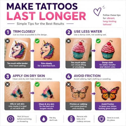 30 Sheets Printable Temporary Tattoo Paper for Inkjet Printer 8.5×11 Inch DIY