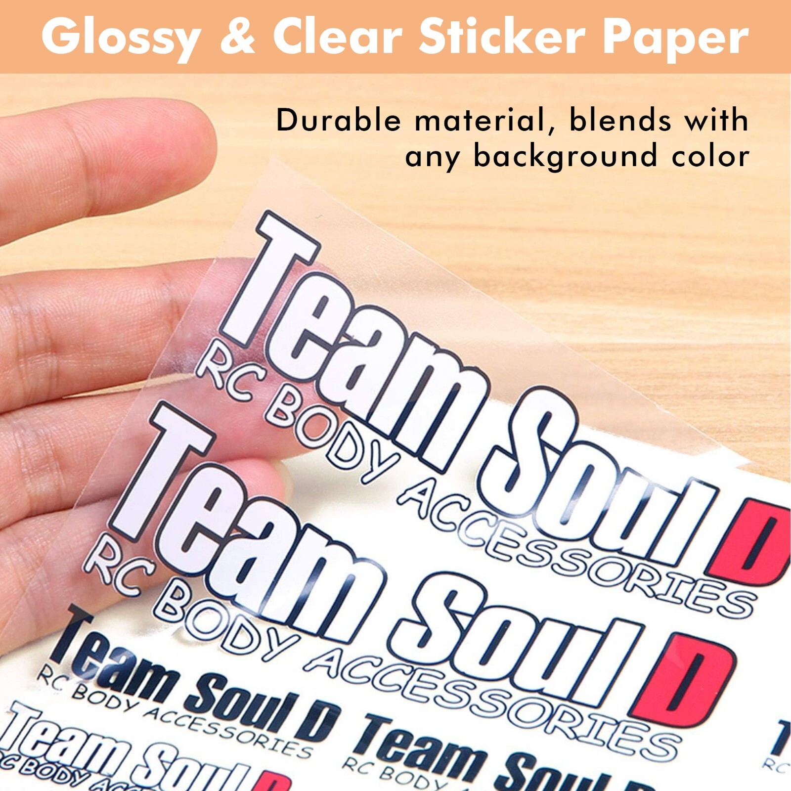 A-SUB Clear Sticker Paper Waterproof for Inkjet 8.5×11 300 Sheets