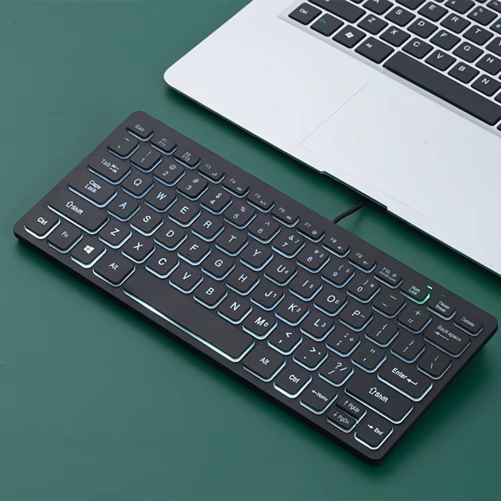 Mini USB Wired Keyboard 78 Keys Compact External Keyboard for PC