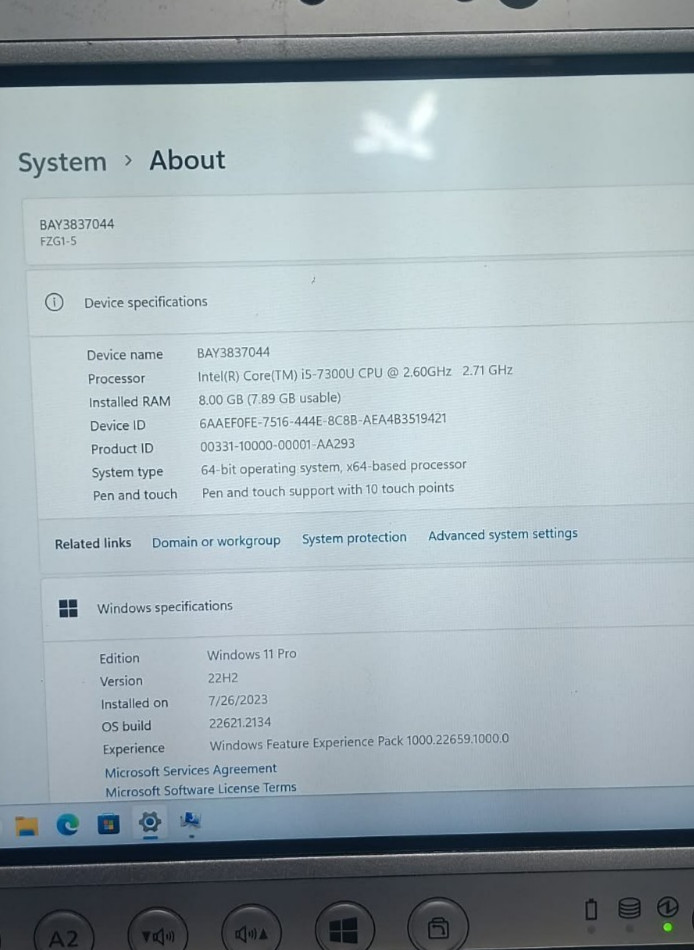 Panasonic Toughpad FZ-G1 Core i5vPro 7th Gen Windows 11Pro With IKey Keyboard